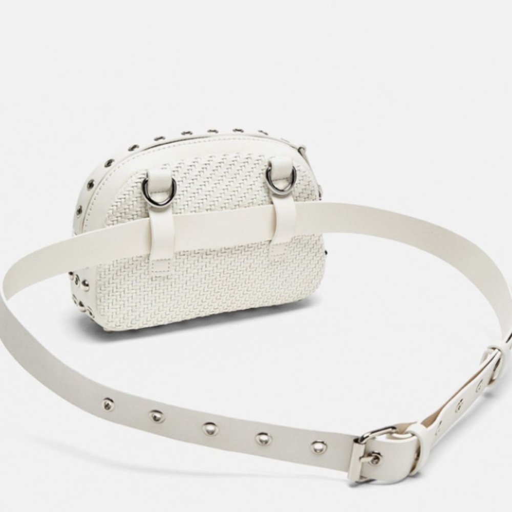 Zara white braided crossbody belt bag - Picture 3 of 5